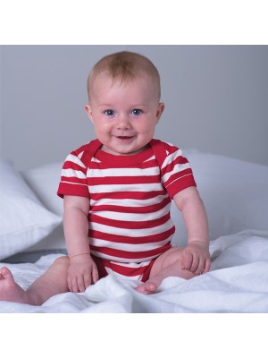 Plain Baby stripy bodysuit Baby Bugz 200 GSM